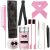Goiple 11 PCS Wig Kit for Lace Front Wigs for Beginners, Hair Wax Stick Lace Melting Elastic Band for Wigs, Edge Laying Scarf, Eyebrow Razor, Tweezer, Edge Brush, Wig Band, Mini Scissor, Comb – Black