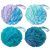 AmazerBath Loofah Sponge 60g/Piece, Exfoliating Bath Sponge Body Scrubber – Loofa Set of 4 Flower Color (Green-Purple)