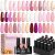 Beetles Gel Nail Polish Set 20 Colors Nude Pink White Gel Polish Neutral Soak off Uv Led Lamp Needed Manicure Nail Polish 23Pcs with 3Pcs Base Matte and Glossy Top for Women Valentines Gifts