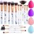 Makeup Brushes DUAIU 15PCs Marble Makeup Brush Set Premium Synthetic Kabuki Powder Blush Contour Foundation Concealer Eyeshadow Brushes with Makeup Sponge Make up Tool