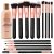 Luxe Premium Makeup Brushes Set for Face and Eye – Synthetic Brushes for Foundation, Powder, Blush, Eyeshadow – Brush Cleaning Solution Included – Perfect Make Up Brushes Kit, Beauty Brush Set (14pc)