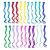 SWACC 22 Pcs Colored Party Highlights Clip on in Hair Extensions Multi-Colors Hair Streak Synthetic Hairpieces (11 Colors 22 Pcs in Set -Curly Wavy)