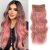 4PCS Clip in Hair Extensions 20Inch Long Wavy Hair Extensions Clip ins Synthetic Thick Hair Piece for Women (Pink)