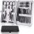 Manicure Set, Jubolion 19pcs Stainless Steel Professional Nail Clippers Pedicure Set with Black Leather Storage Case, Portable Grooming Kit for Travel or Home, Perfect Gifts Women and Men (Black)