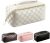 Makeup Bag – Large Capacity Travel Cosmetic Bag for Women, Multifunctional Open Flat Toiletry Bag with Handle, Washable Waterproof Beauty Zipper Makeup Organizer PU Leather, White