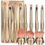 Oneleaf Standing Makeup Brushes Premium Synthetic Foundation Powder Concealers Eye Shadows Makeup 11 Pcs Brush Set, Golden