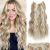 Vigorous Invisible Wire Hair Extensions With Transparent Wire Adjustable Size 4 Secure Clip Long Wavy Secret Hairpiece For Women (20Inch,Blonde Mix Platinum Blonde)