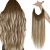 Sunny Wire Hair Extensions Human Hair Ombre Medium Brown Balayage Platinum Blonde Fishing Line Hair Extensions Ombre Hidden Wire Hair Extensions Ombre Human Hair Extensions 80g 16inch