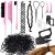 Juome 1011Pcs Hair Styling Tools, 2Pcs Rubber Band Cutter for Hair, 2Pcs Topsy Tail Hair Tool, 1000pcs Black Rubber Bands for Hair, 7Pcs Hair Braiding Tools Accessories for Kids Girls Women