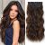 MISSQUEEN Highlight Dark Brown Hair Extension,Synthetic 4PCS Clip in Hair Extension Soft Hairpieces for Women 20inch Dark Roasted Coffee with Caraamel Brown