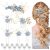 Cinaci 18 Pieces Bridal Wedding Party Prom Pearl Rhinestone Light Blue Flower Hair Side Combs Slides+U-shaped Flower Hair Pins+Twist Spiral Hairpins Floral Headpieces for Brides Bridesmaids Women Girl
