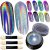 Holographic Nail Powder Holo Powder for Nails Chrome Nail Powder Rainbow Unicorn Mirror Effect Glitter Dust Multi Manicure Pigment Nail Art DIY Deco with Sponge Tool/3pcs, 0.04oz/1g