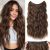 Halo Hair Extensions 20 Inch Invisible Wire Long Wavy Medium Brown Hair Extensions for Women Adjustable Size Hairpiece 4 Clips in Hair Extension (Medium Brown)